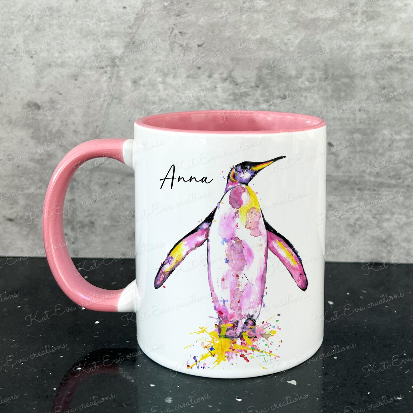 Penguin mug, Personalised penguin cup. Ideal birthday gift