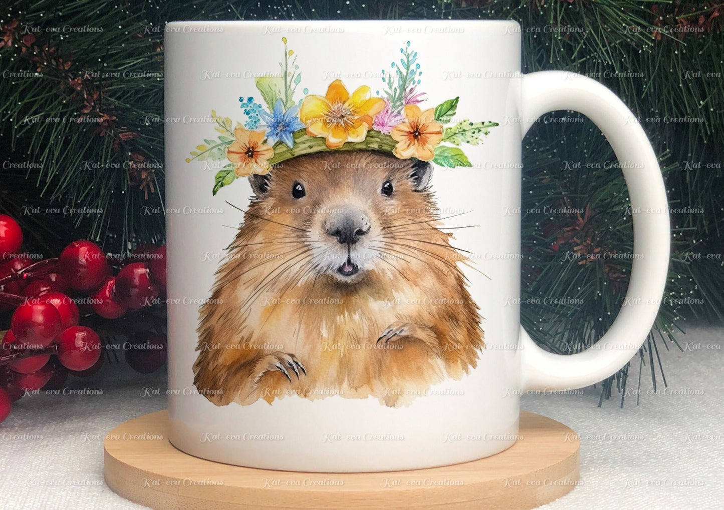 personalised beaver mug. Gorgeous Floral Beaver Cup. Ideal for birthday, secret santa, stocking filler or Christmas present