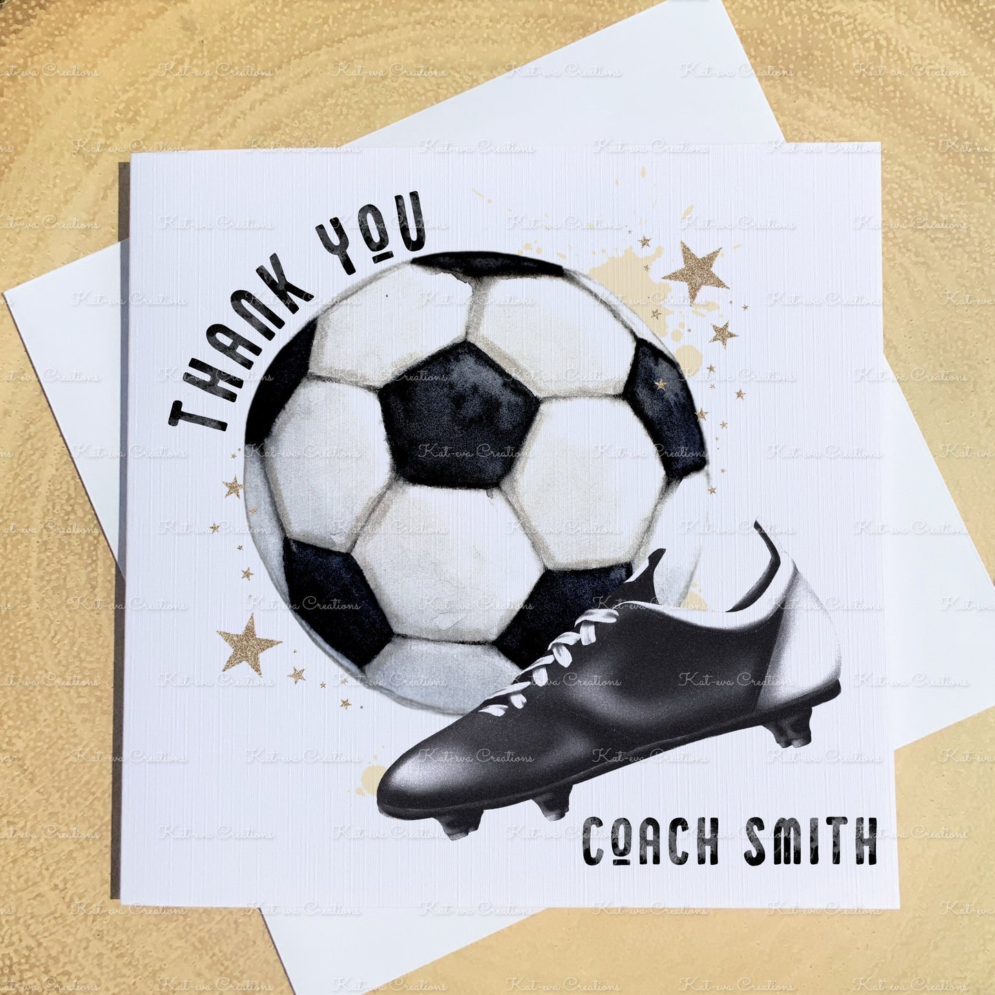 Football card. Personalised football card. Birthday or thank you coach card