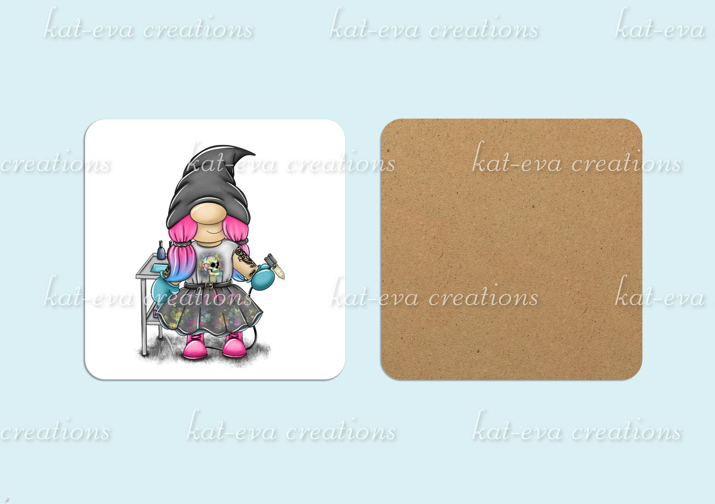 tattooist gnome, gonk gonkette personalised mug or mug and coaster set