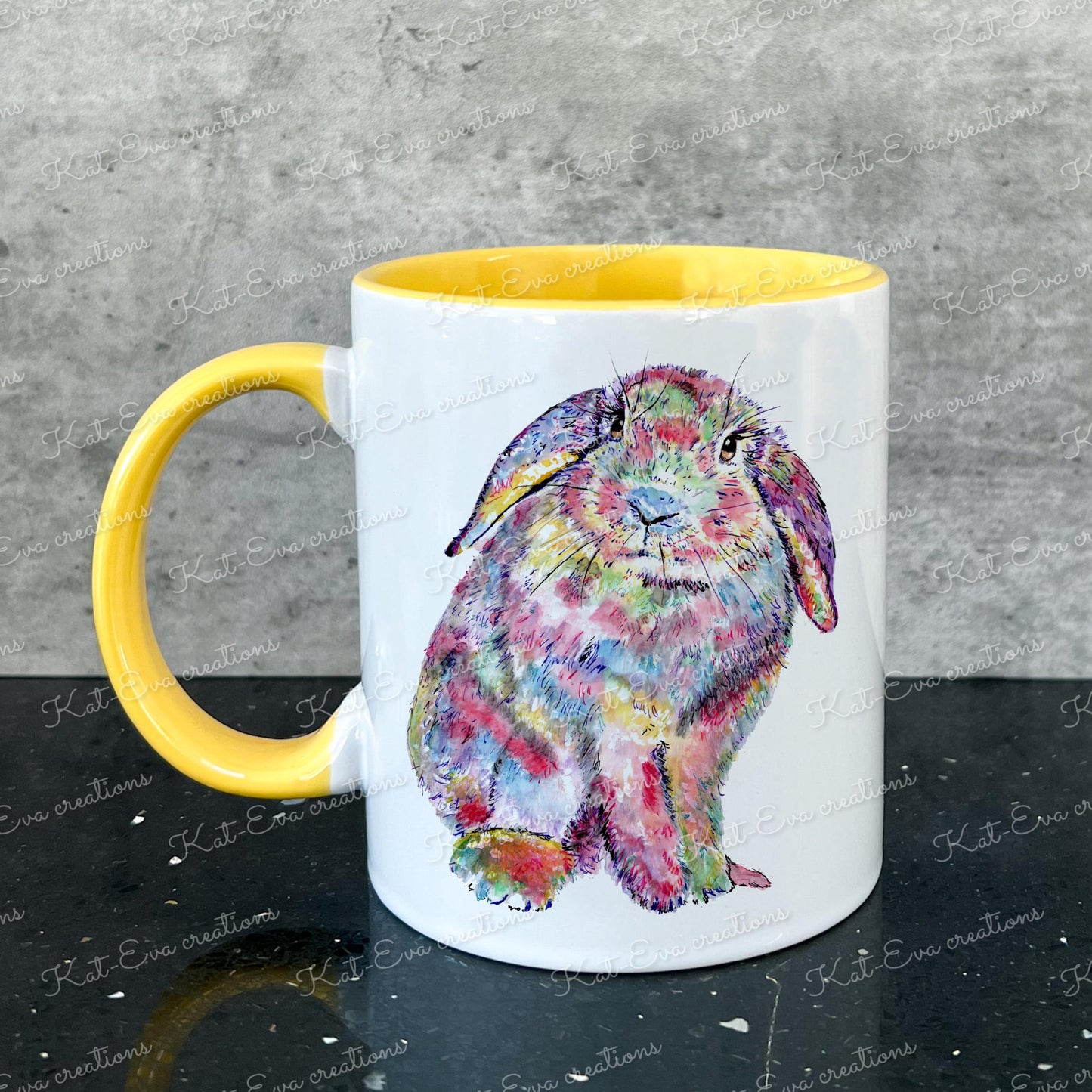 rabbit mug. bunny cup. can be personalised. ideal birthday, mother's day or father's day gift. Easter present