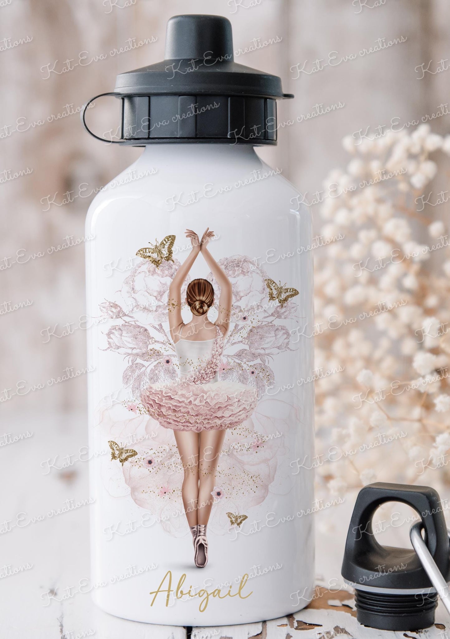Ballet bottle, Personalised ballerina bottle. Choice of ballerina and name or wording
