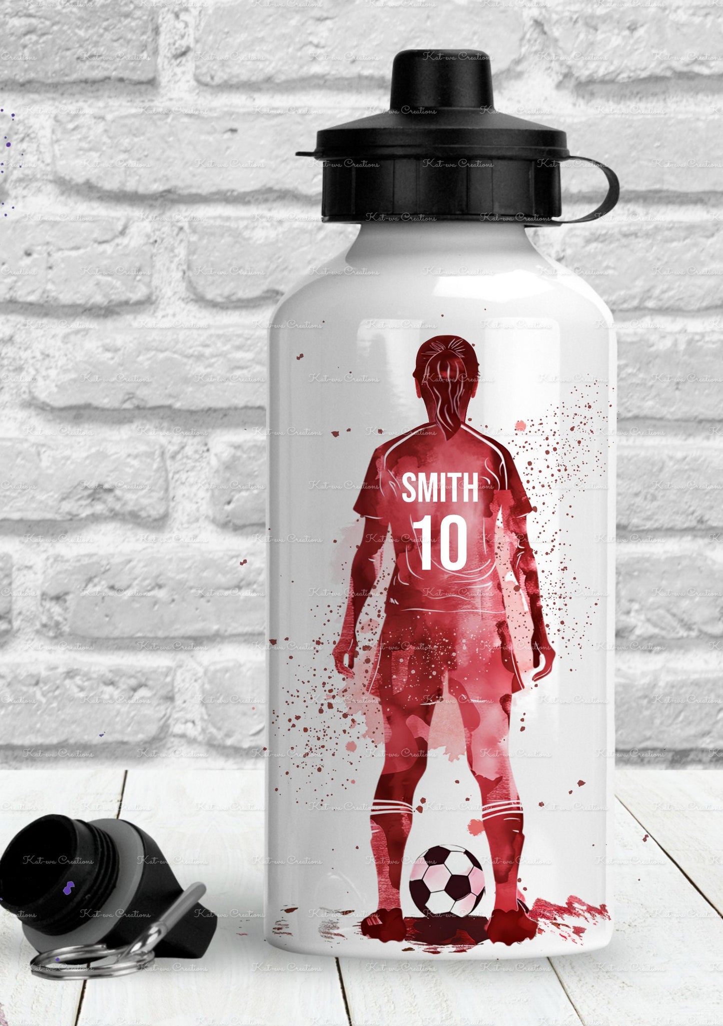 football bottle. Personalised girls female football bottle. ideal christmas or birthday gift or back to school. School bottle water bottle