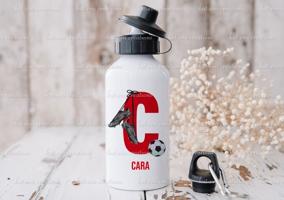 football bottle. Personalised football bottle. ideal christmas or birthday gift or for back to school. School bottle. Sports bottle