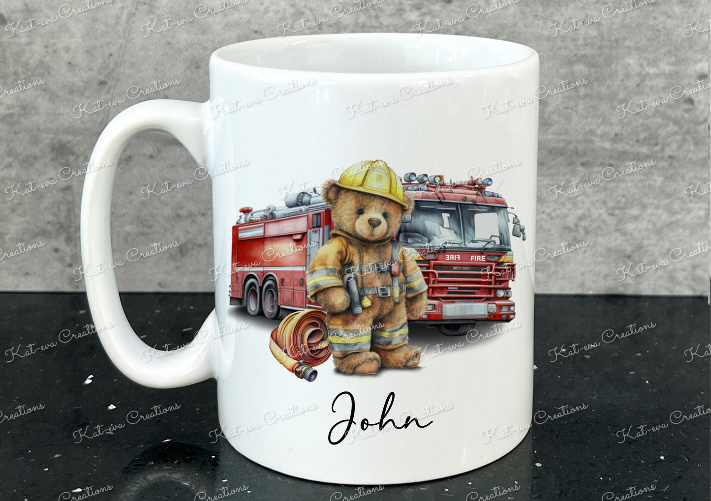 Fireman mug. Firewoman cup. Personalised teddy cup. Ideal passing out gift. birthday or christmas present. secret santa