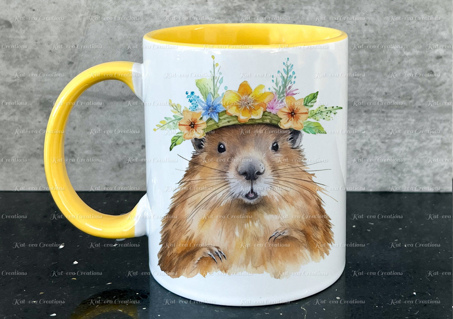 personalised beaver mug. Gorgeous Floral Beaver Cup. Ideal for birthday, secret santa, stocking filler or Christmas present