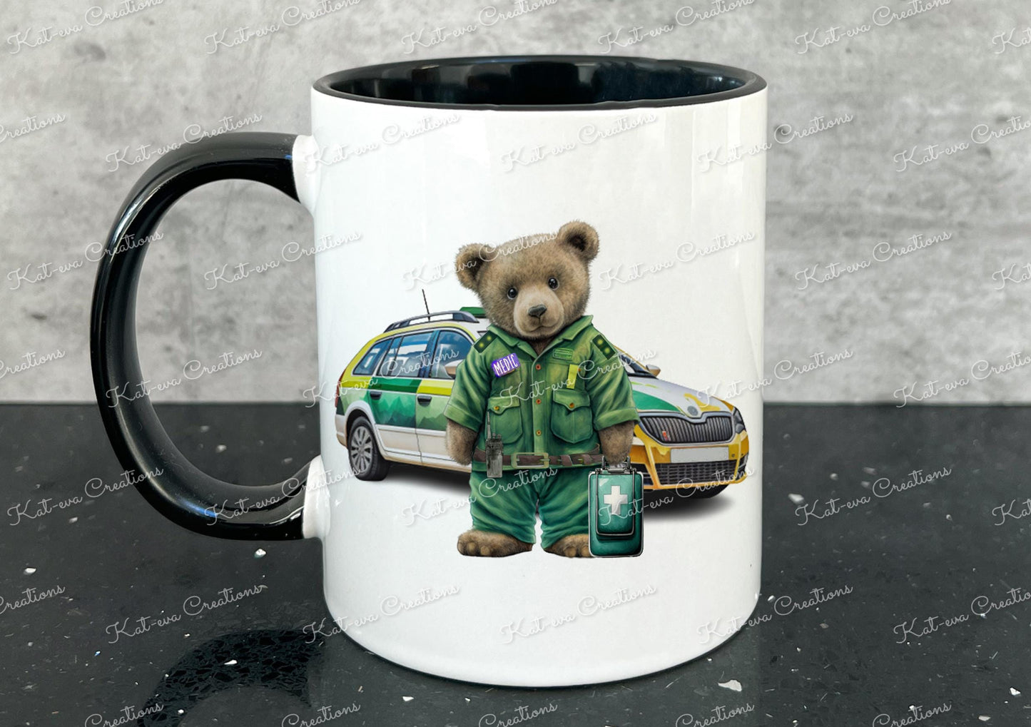 Paramedic mug. Medic cup. Personalised teddy cup. Ideal passing out gift.
