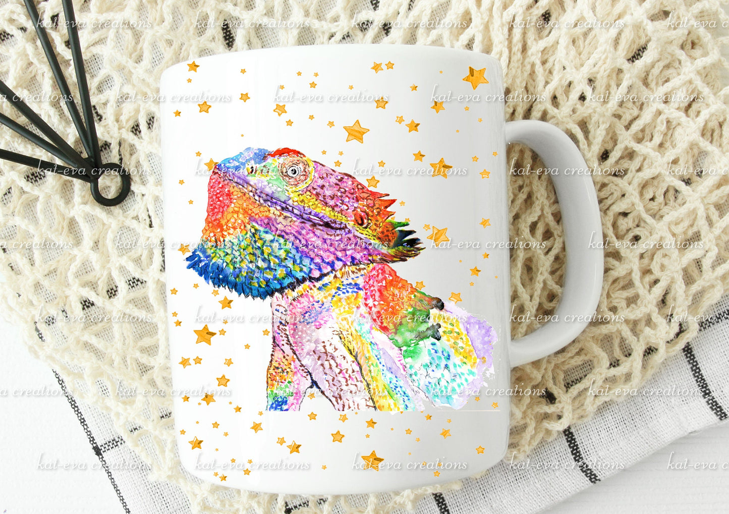 watercolour bearded dragon mug. Can be personalised