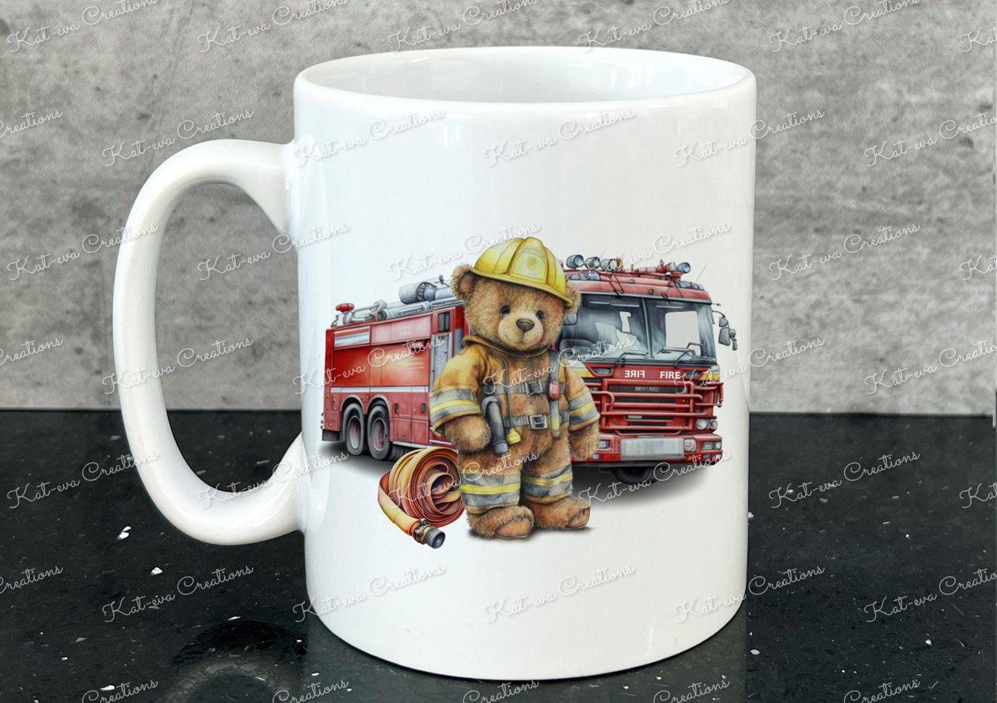 Fireman mug. Firewoman cup. Personalised teddy cup. Ideal passing out gift. birthday or christmas present. secret santa
