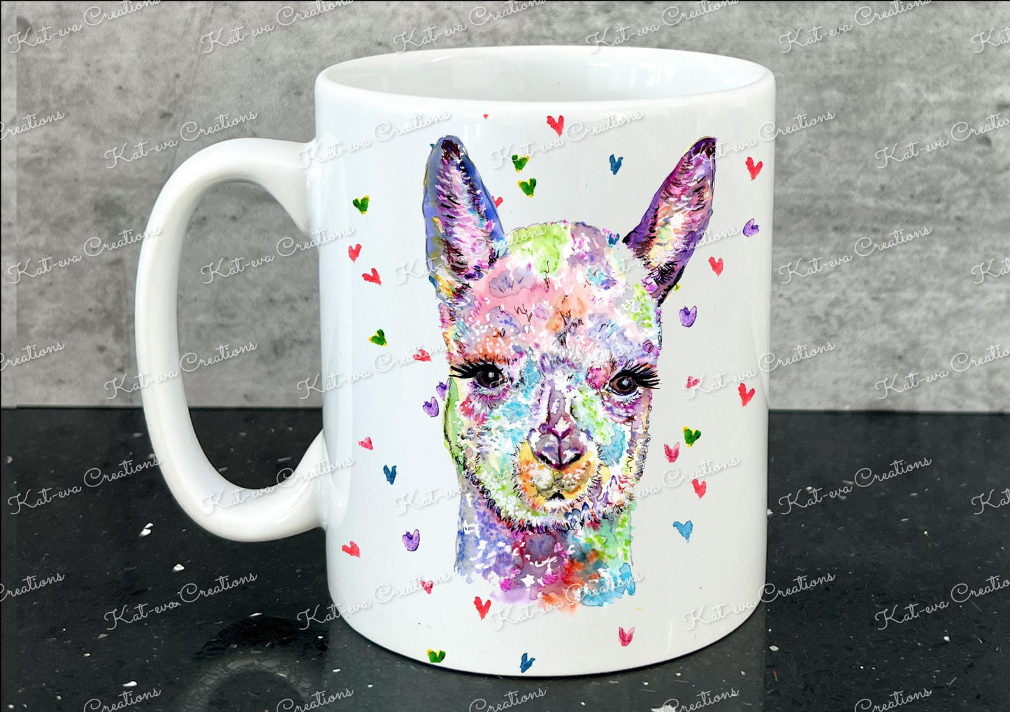 Personalised alpaca mug, llama cup. Ideal birthday or christmas gift, Secret santa present or stocking filler. watercolour animal mug