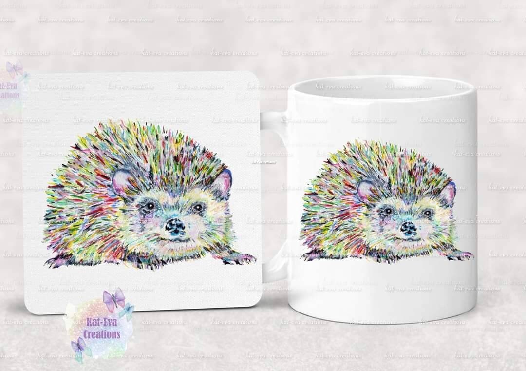 Stunning personalised hedgehog mug or mug and coaster set Ideal christmas, birthday or mothers day gift
