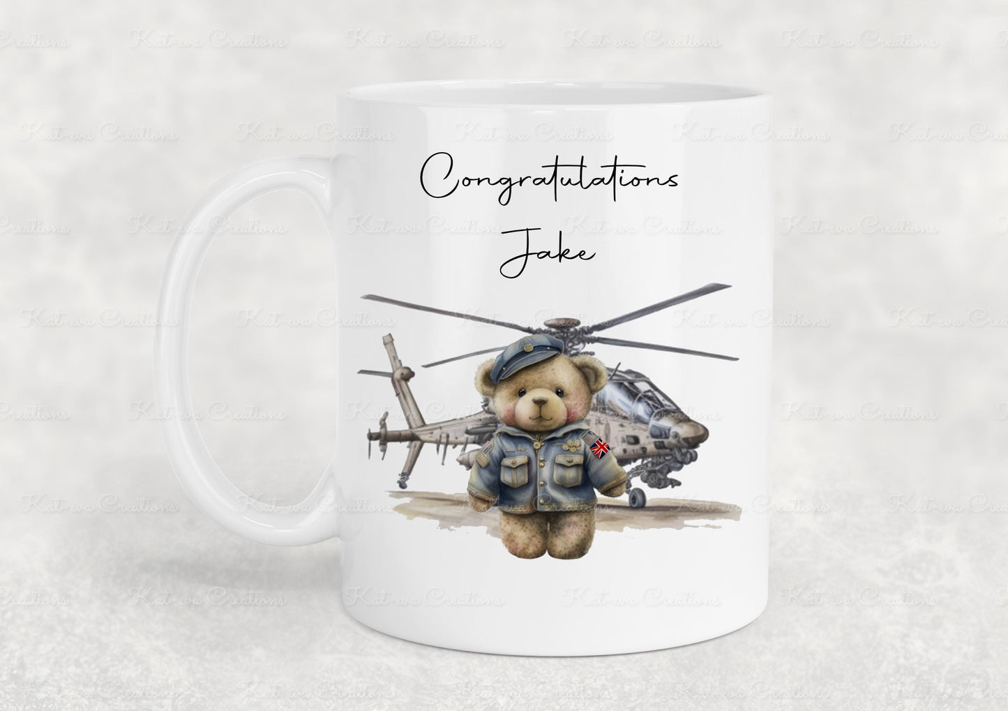 Raf mug. Personalised teddy cup. Ideal passing out gift.