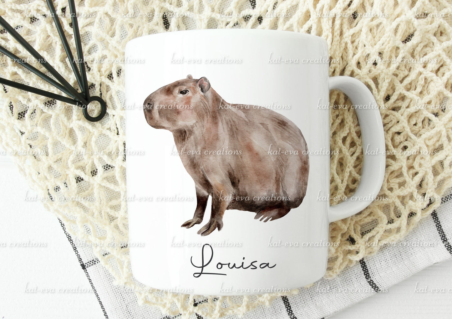 personalised watercolour capybara mug