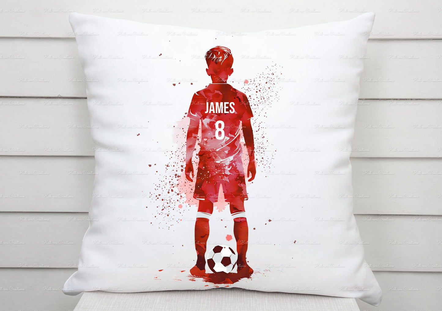 Football cushion. Personalised footballer pillow. Boys bedroom decor. Birthday or christmas gift