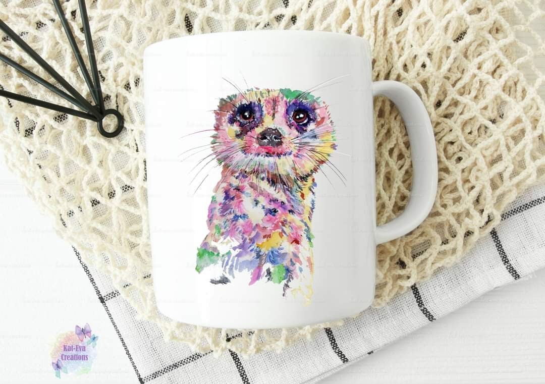 Beautiful watercolour meerkat mug. can be personalised.
