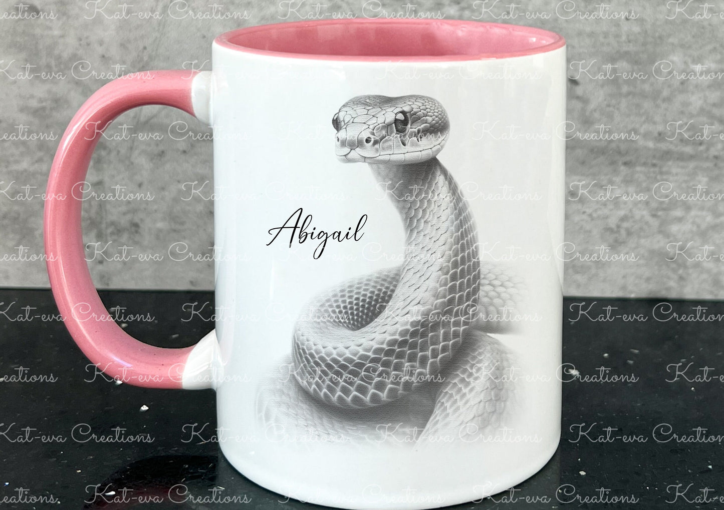 snake mug. Personalised snake cup. Ideal gift for Christmas. Birthday, secret santa or stocking filler