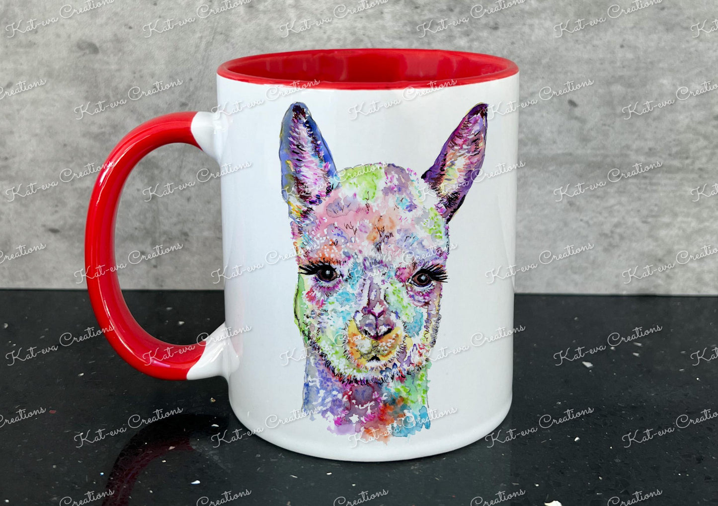 Personalised alpaca mug, llama cup. Ideal birthday or christmas gift, Secret santa present or stocking filler. watercolour animal mug