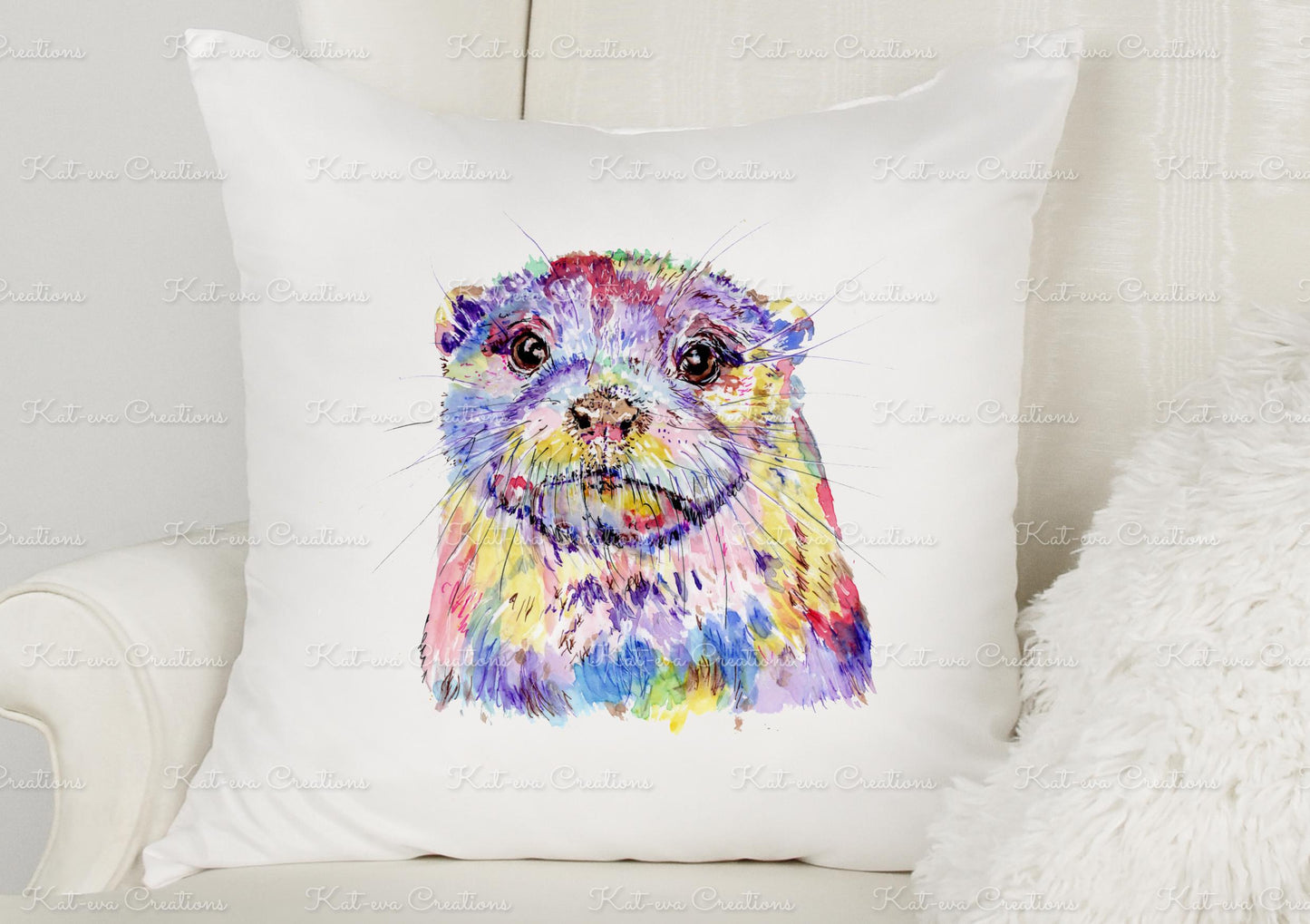 Otter cushion. can be personalised. ideal easter or birthday gift. Mothers day or fathers day present. Valentines day