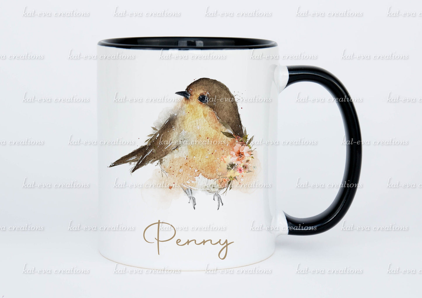 Robin mug. stunning Christmas robin available with or without flowers. Ideal for christmas eve box, secret Santa or Christmas gift