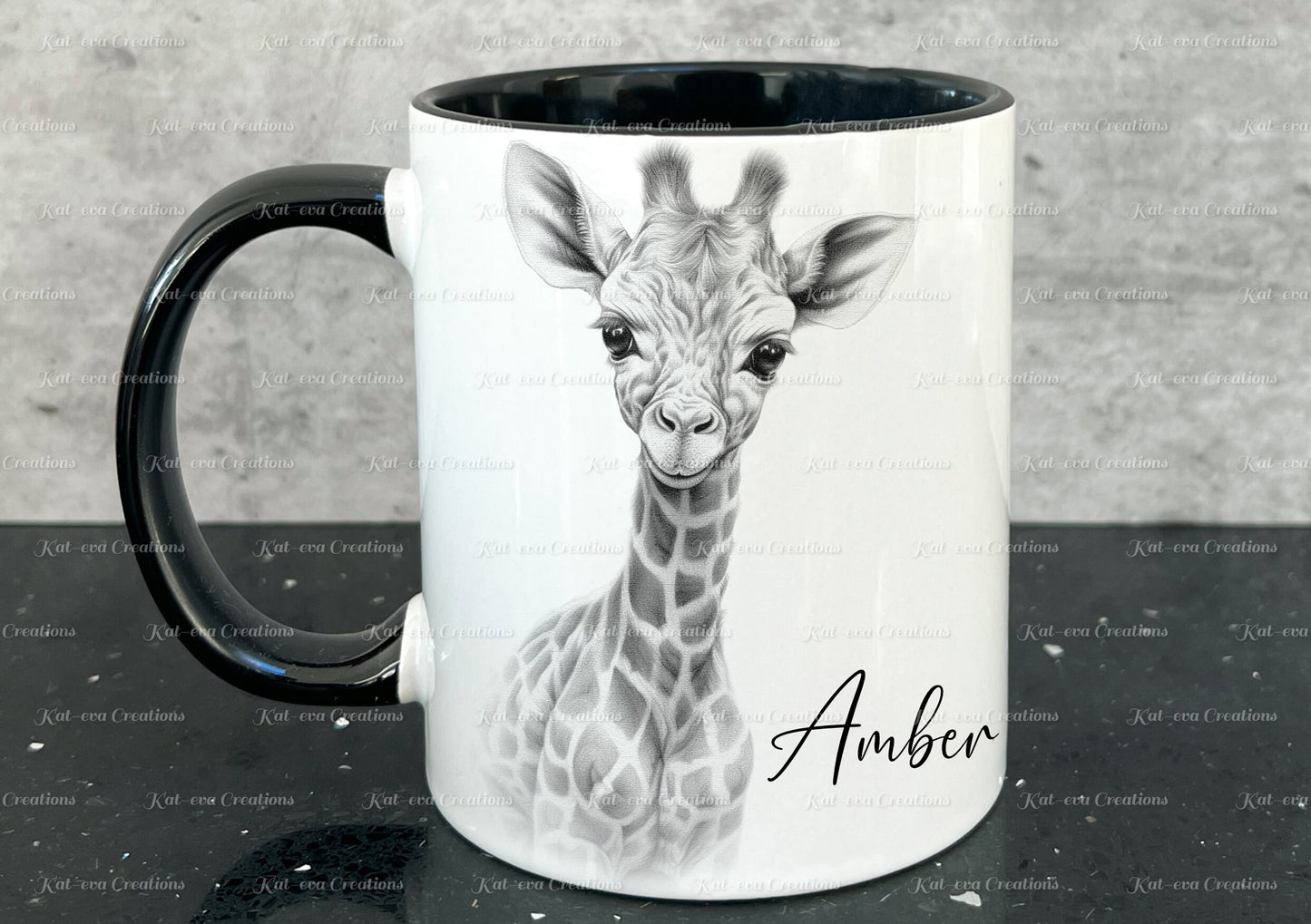 giraffe mug. Personalised giraffe cup. Ideal gift for Christmas. Birthday, secret santa or stocking filler. wildlife collection