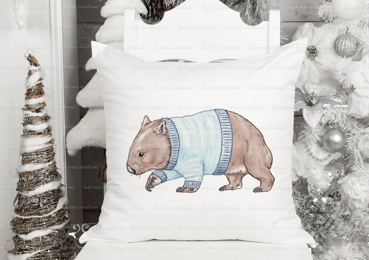 wombat cushion, personalised wombat pillow. Christmas or secret santa gift. ideal birthday present. living room or bedroom home decor