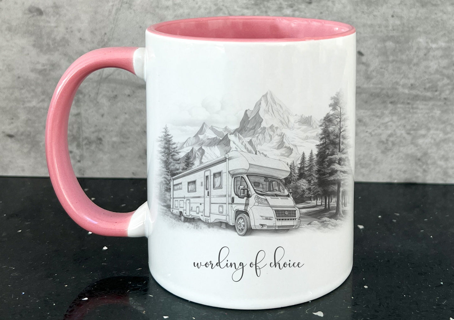 Campervan mug. personalised motorhome cup. Camping and caravanning gift. summer holiday present