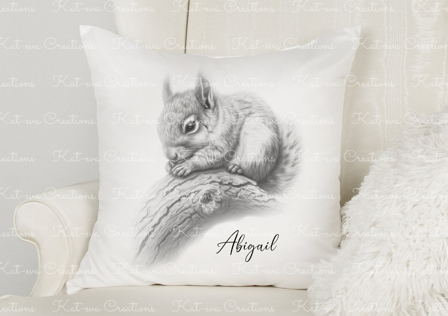 squirrel cushion. personalised squirrel pillow. ideal christmas, secret santa, stocking filler, or birthday gift