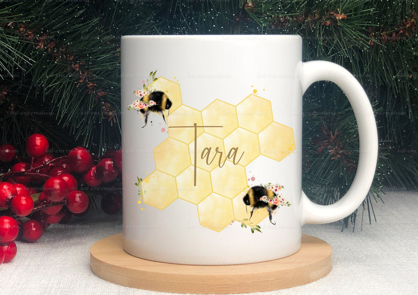 Stunning personalised bee mug or mug and coaster set Ideal christmas, birthday or mothers day gift