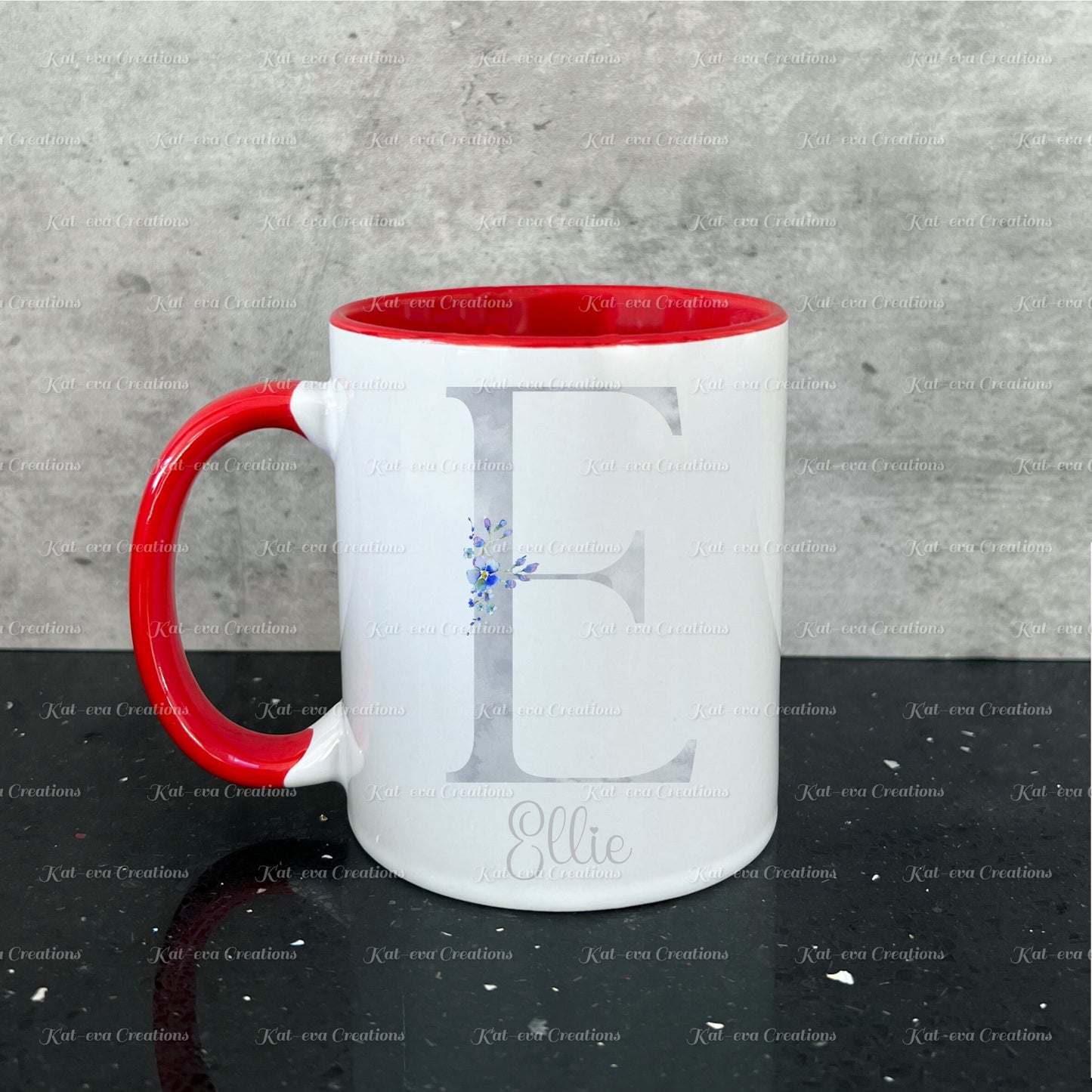 Forget me not mug. Personalised flower / floral alphabet cup. Ideal Birthday gift