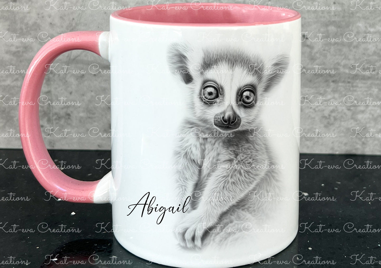lemur mug. Personalised lemur cup. Ideal gift for Christmas. Birthday, secret santa or stocking filler