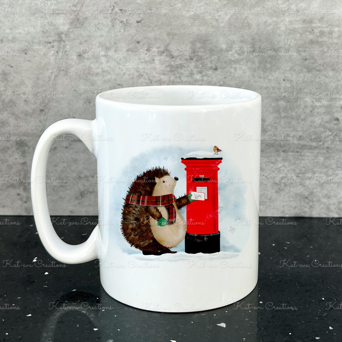 hedgehog mug. Christmas hedgehog cup. can be personalised. Ideal Christmas, birthday, secret Santa or stocking filler gift