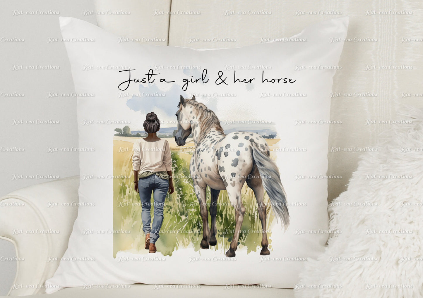 Horse cushion. personalised horse pillow. Lots of different girls and horses available