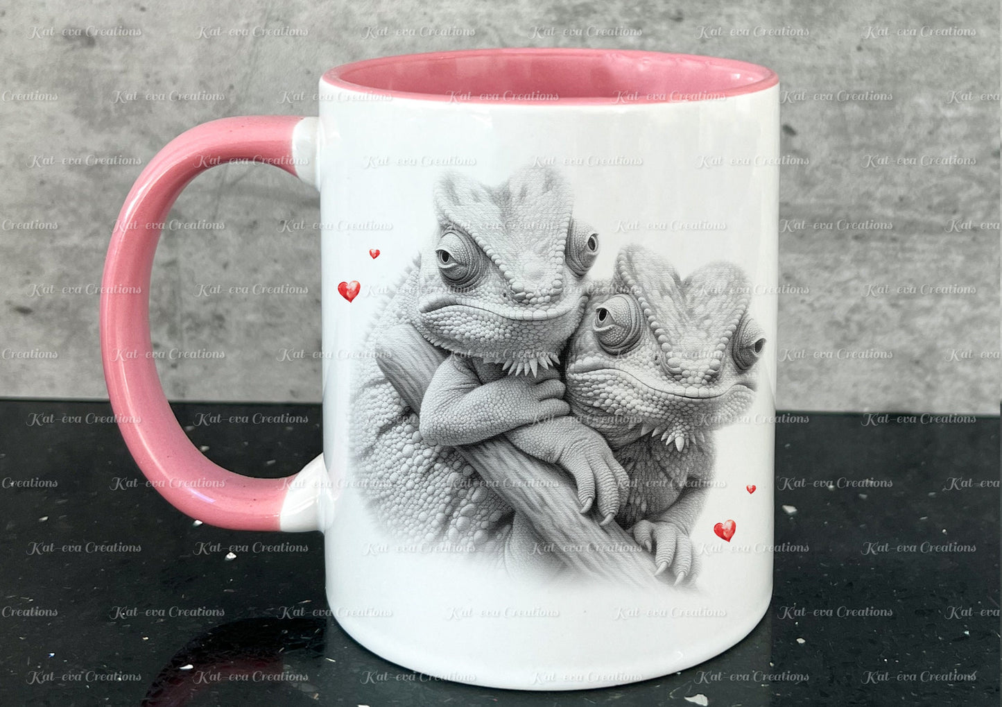 chameleon mug. Personalised chameleon couple cup. Ideal gift for Christmas. Birthday, secret santa or stocking filler. wildlife collection