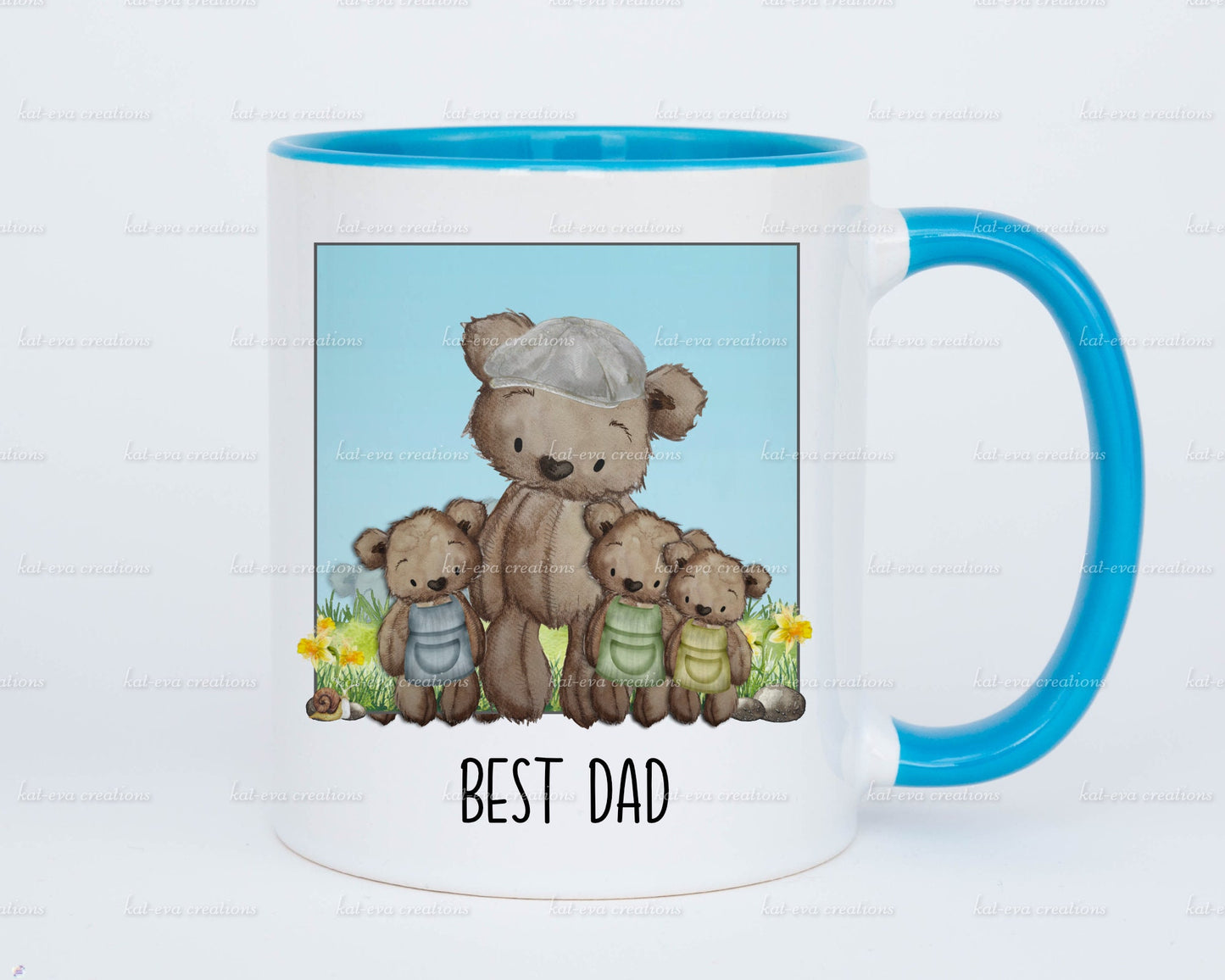 Stunning watercolour dad, grandad teddy mug or mug and coaster set. can be personalised