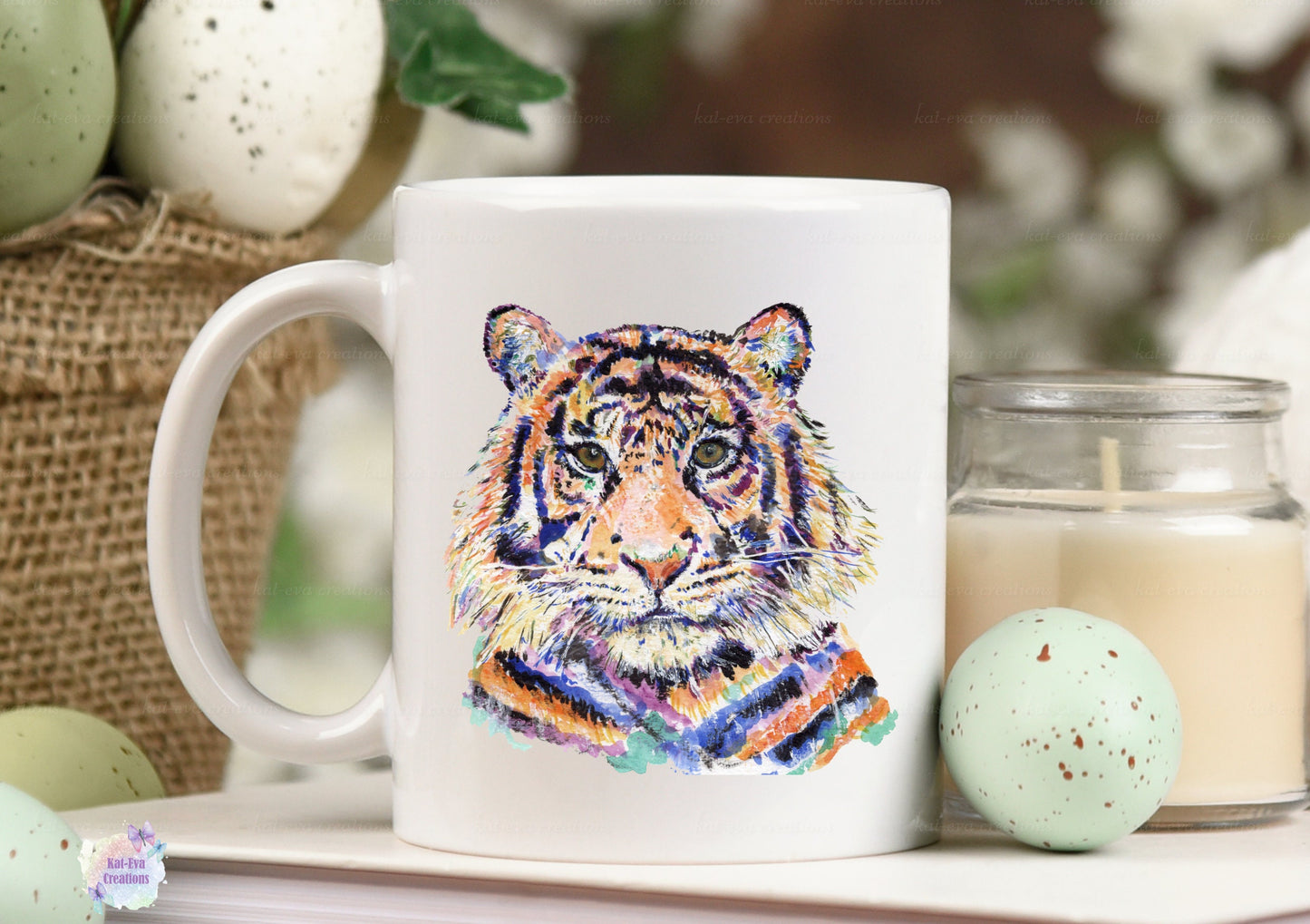 Watercolour tiger mug. can be personalised.