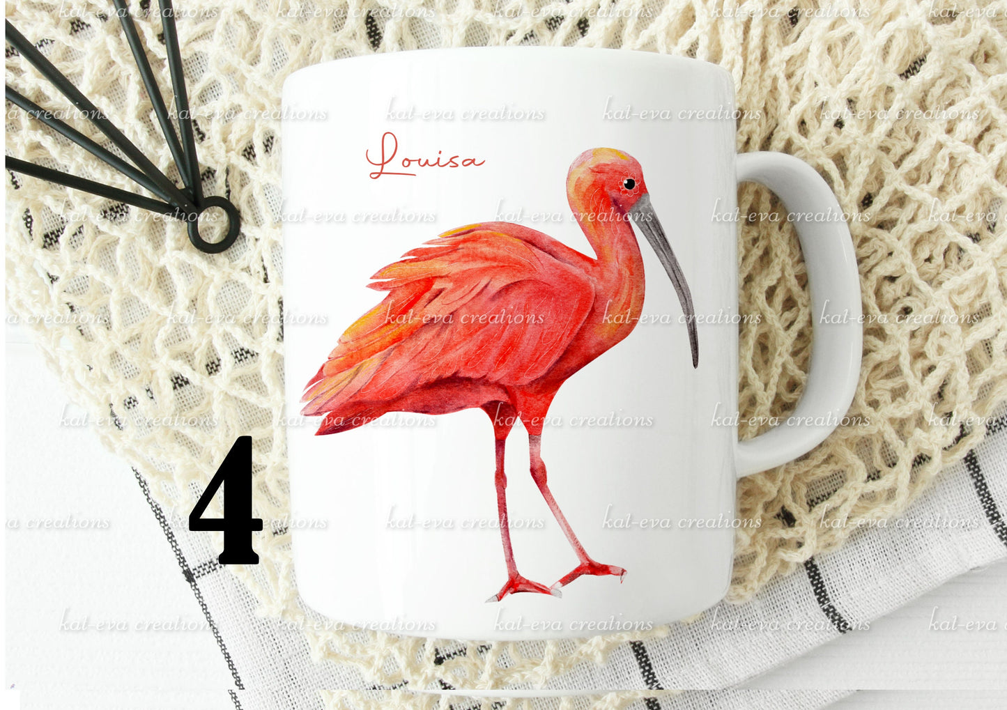 watercolour exotic bird mug, can be personalised, macaw, flamingo, hummingbird, parrot, toucan, cockatoo, ibis