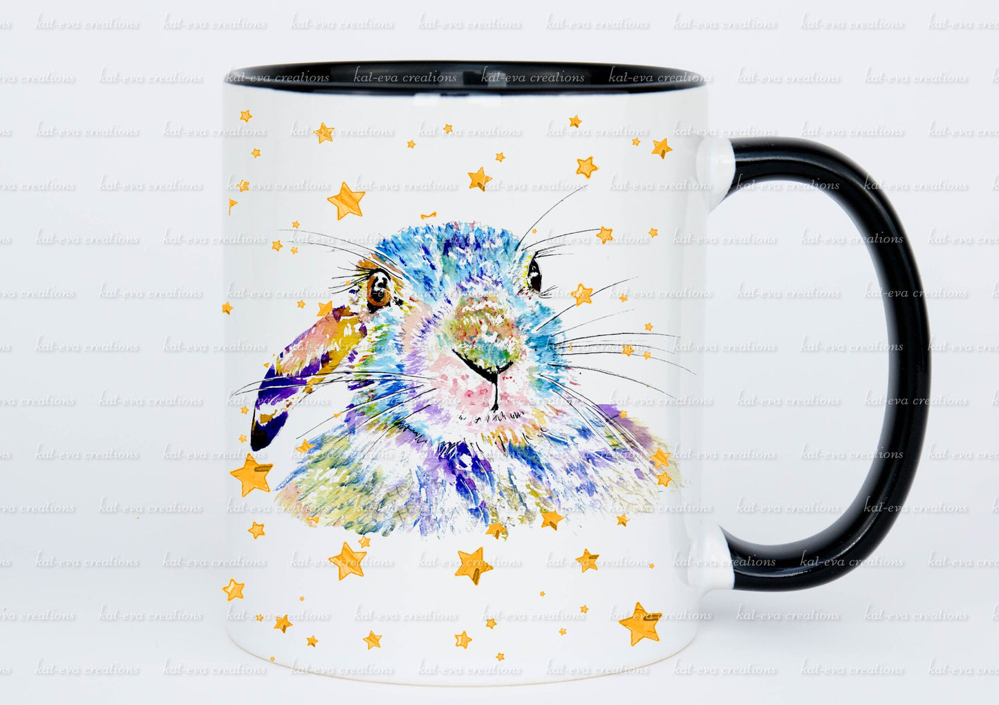 Beautiful rabbit mug. personalised bunny cup. watercolour hare/ bunny / rabbit mug. ideal birthday or easter gift
