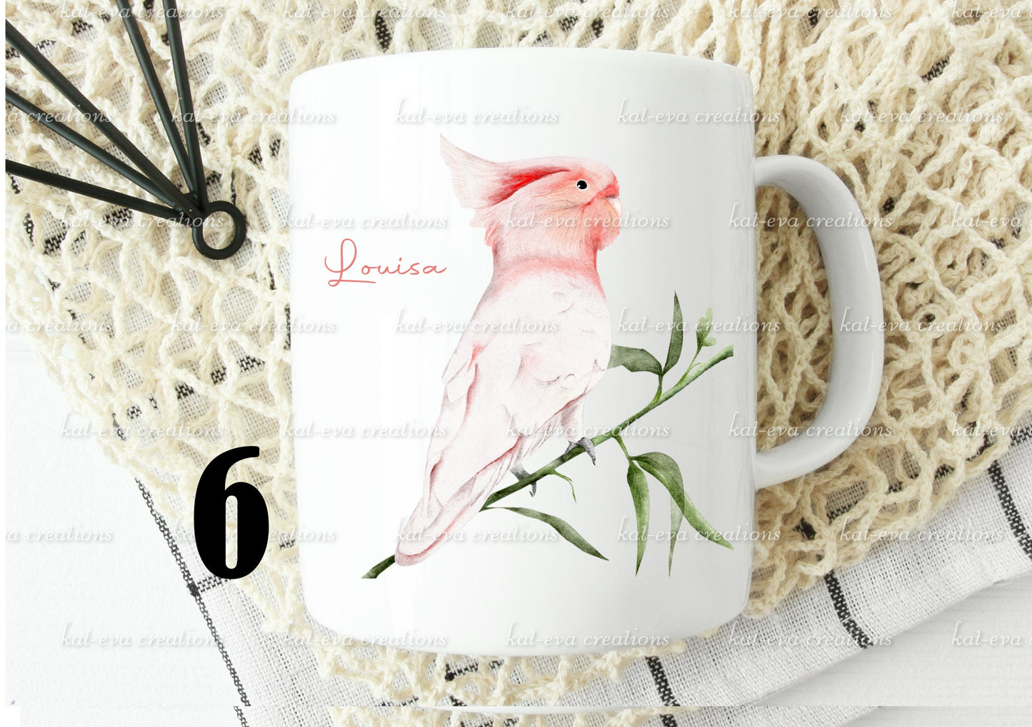 watercolour exotic bird mug, can be personalised, macaw, flamingo, hummingbird, parrot, toucan, cockatoo, ibis