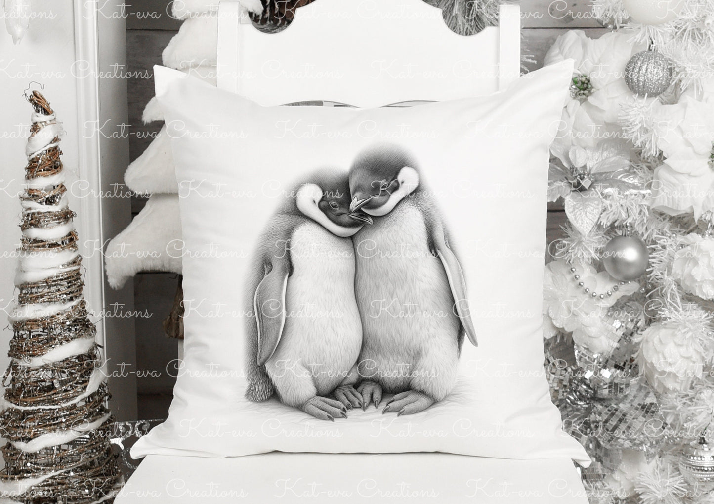 Penguin cushion. personalised penguin couple pillow. ideal christmas, secret santa, stocking filler, birthday or wedding gift