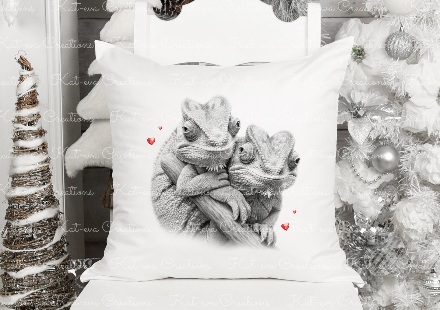 chameleon cushion. personalised chameleon couple pillow. ideal christmas, secret santa, stocking filler, birthday or wedding gift