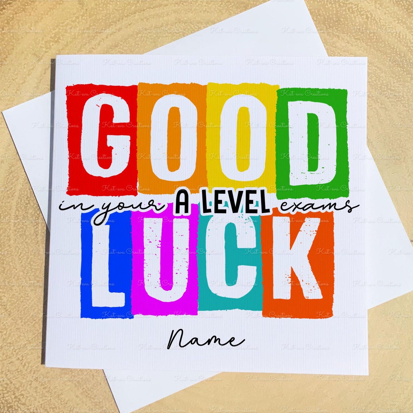 good luck in your exams card. personalised SATS, GCSE and A level cards