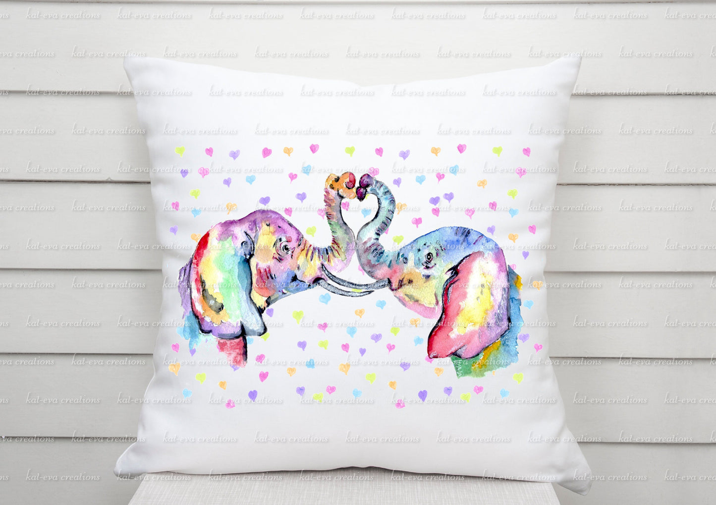 Personalised elephant cushion. Elephant couple. ideal valentine, engagement or wedding present