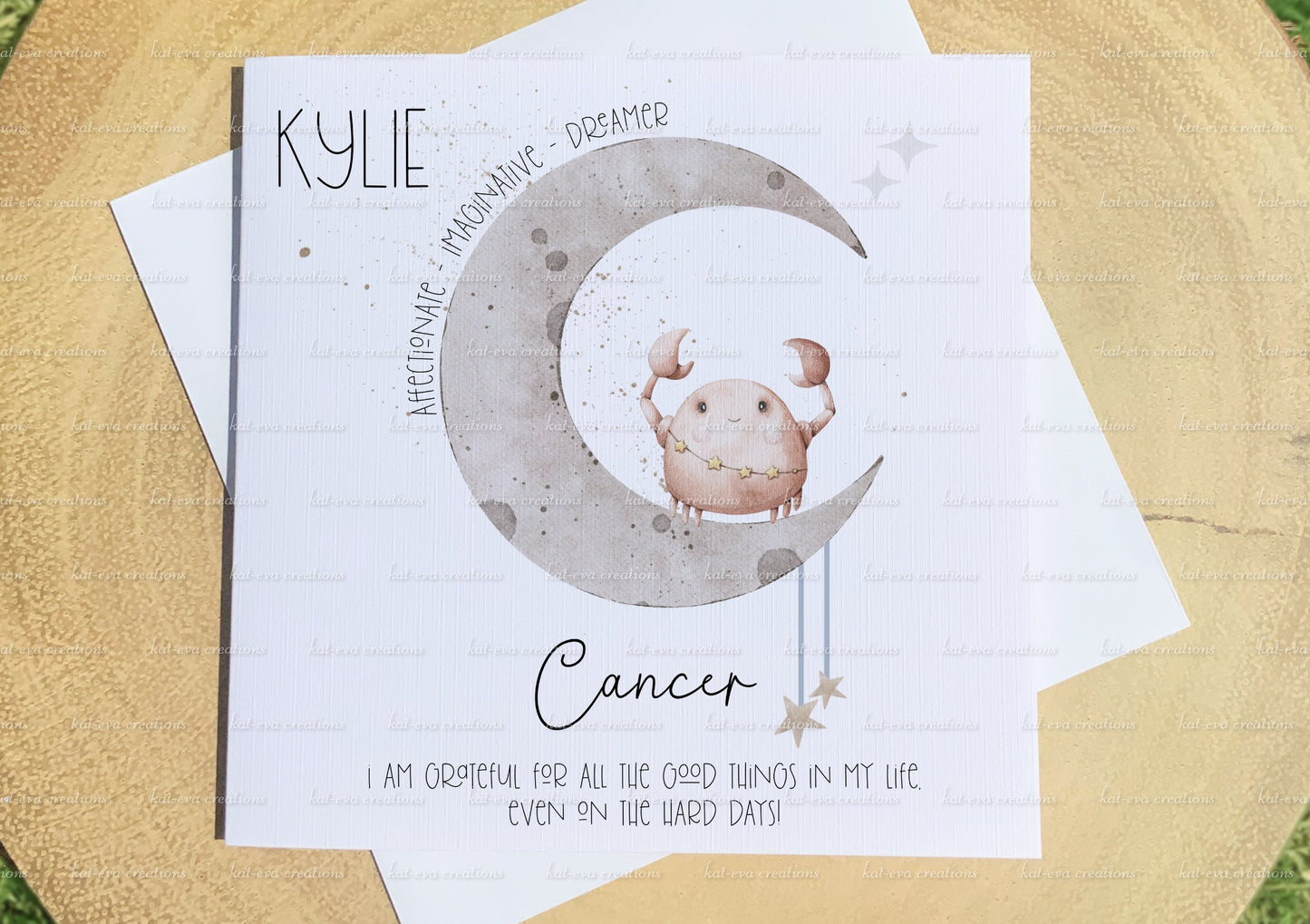 Zodiac birthday card, can be personalised. Matching badge available. aquarius, pisces, aries, taurus, gemini, cancer, virgo, libra, scorpio