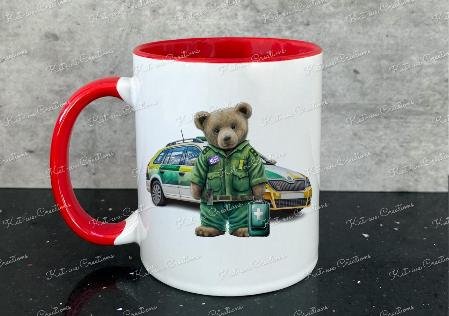 Paramedic mug. Medic cup. Personalised teddy cup. Ideal passing out gift.