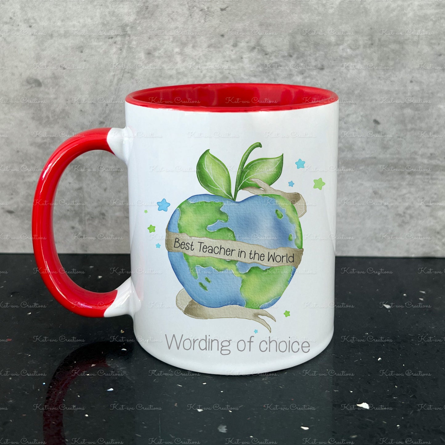 Teacher's mug. personalised teachers cup. best teacher in the world gift. teaching assistant present. apple for my teacher