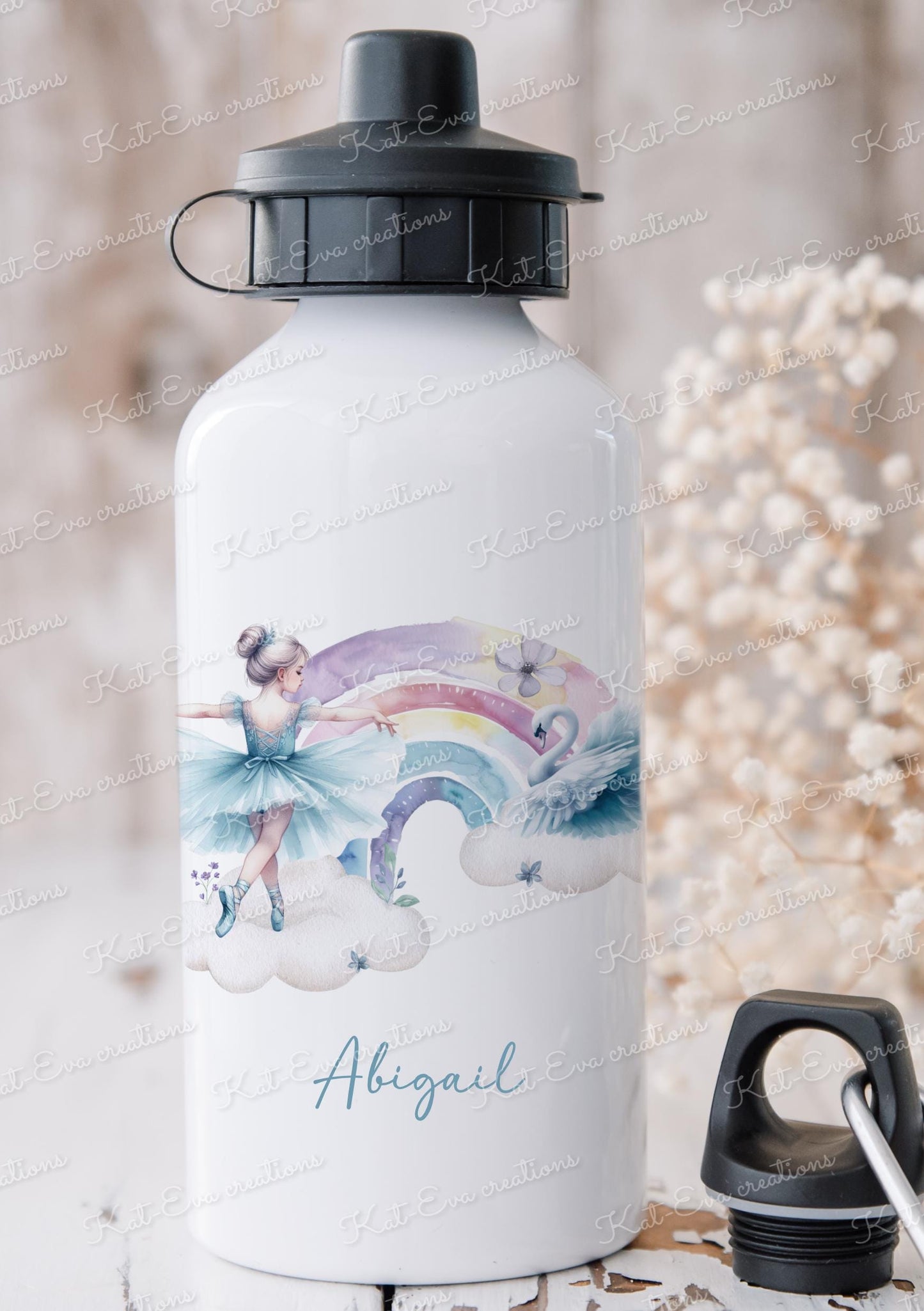 Ballet bottle, Personalised ballerina bottle. Choice of ballerina and name or wording ideal for school or ballet class. well done good luck