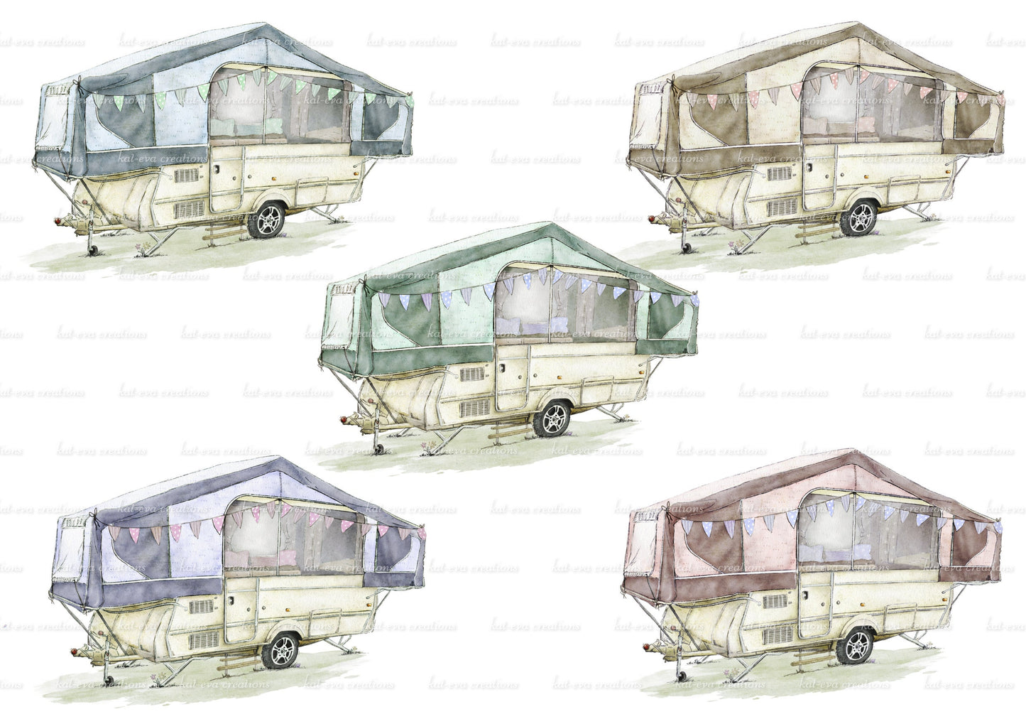 trailer tent mug. personalised vintage trailer tent cup. choice of colours