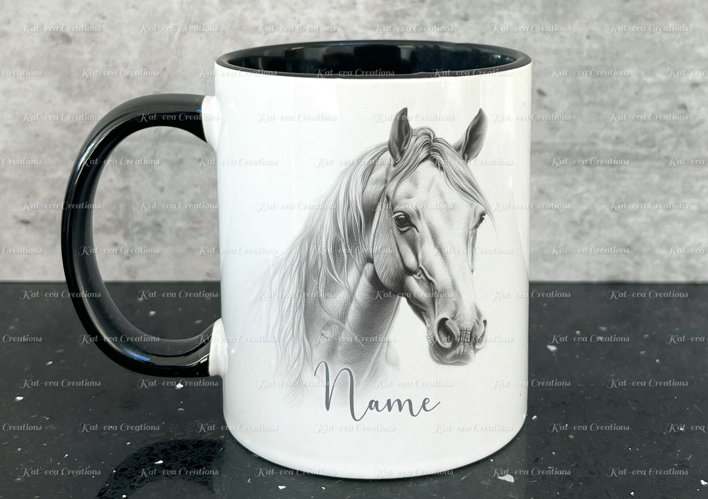 horse mug. Personalised sketch horse cup. Ideal gift for Christmas. Birthday, secret santa or stocking filler