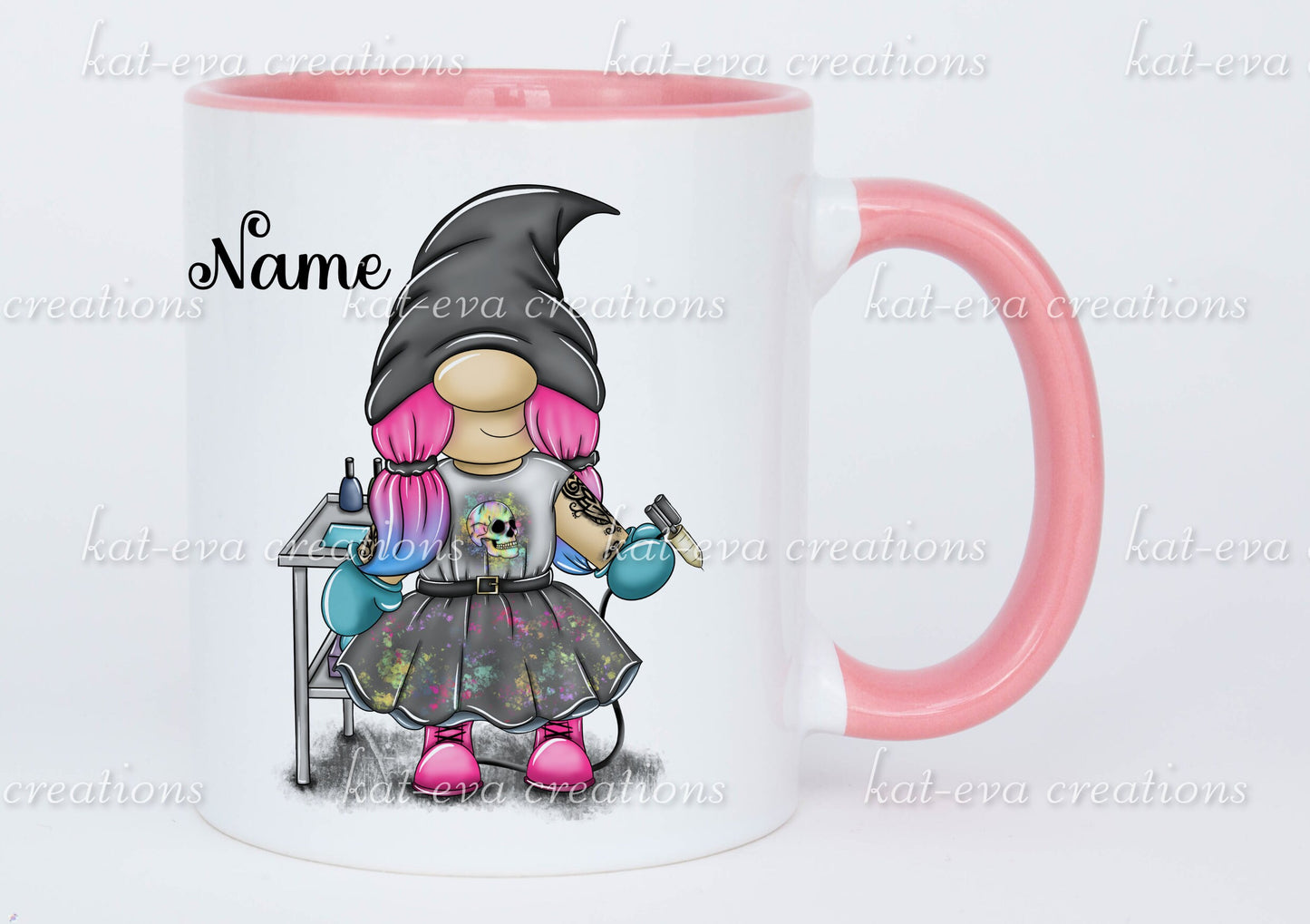 tattooist gnome, gonk gonkette personalised mug or mug and coaster set