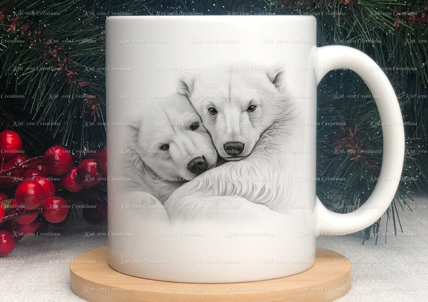 Polar bear mug. Personalised polar bear couple cup. Ideal gift for Christmas. Birthday, secret santa or stocking filler. arctic collection